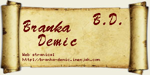 Branka Demić vizit kartica